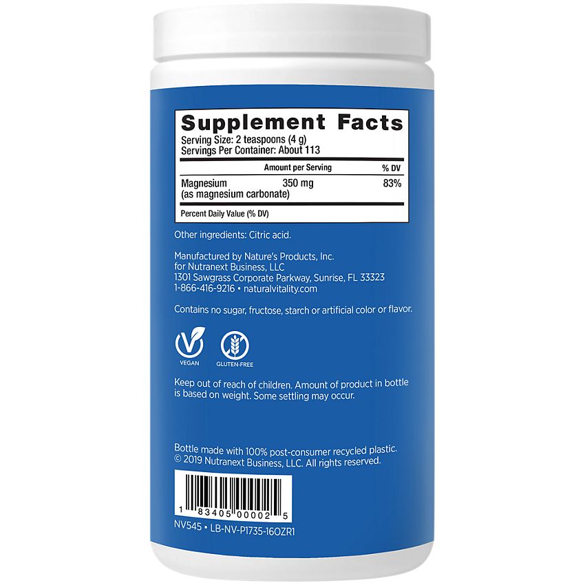 Natural Vitality|Natural Calm Magnesium Powder-Unflavored (113 Servings)