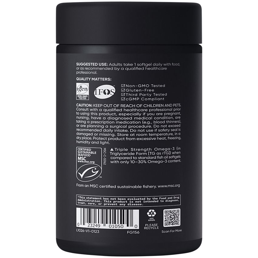 Sports Research Corporation|Triple Strength Omega-3 Fish Oil|Superior Triglyceride Form -1,250 MG (180 Softgels)