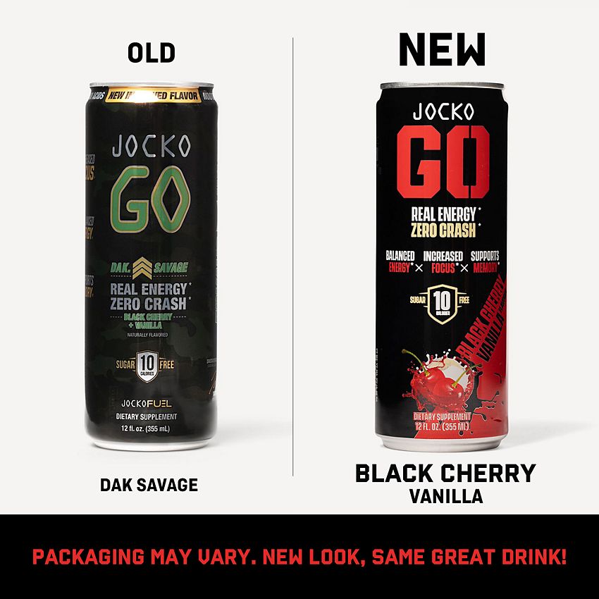 JOCKO FUEL-Discipline GO Energy Drink| Physical & Cognitive Support|Black Cherry Vanilla-(12 Drinks)