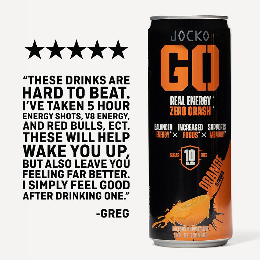 JOCKO FUEL|Discipline GO Energy Drink|Physical & Cognitive Support|Orange-(12 Drinks)