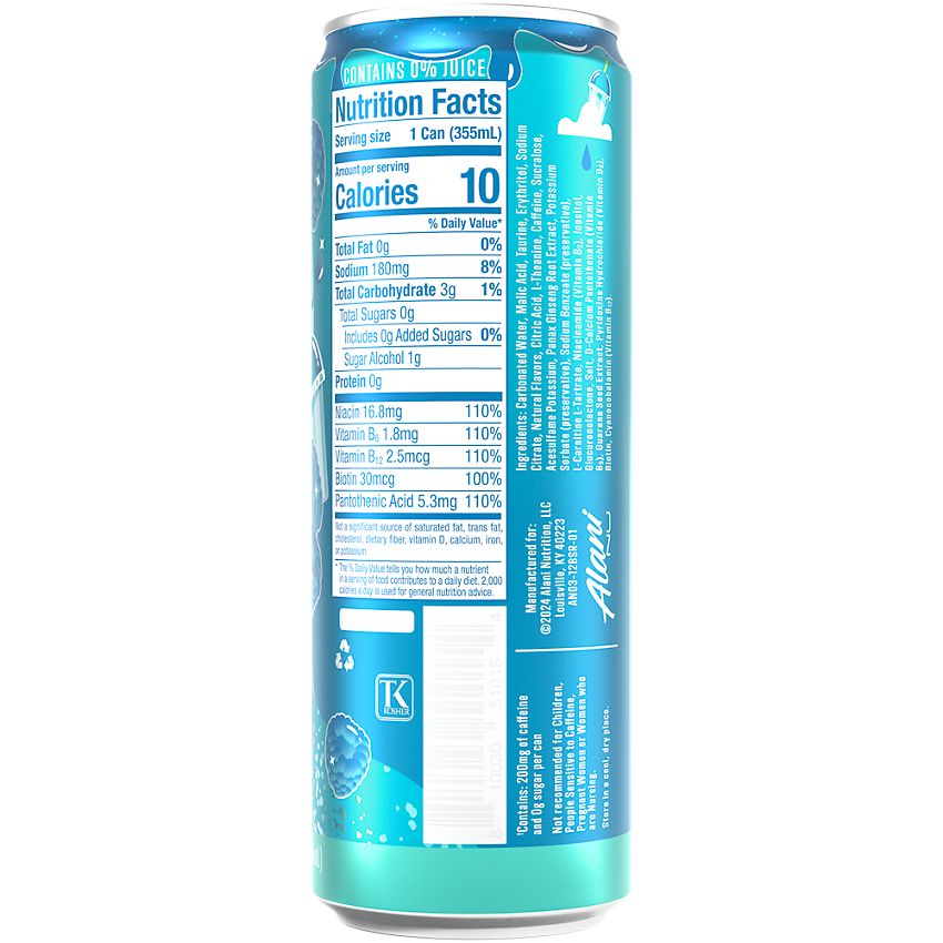 Alani Nu Energy Drink - Blue Slush (12 Drinks, 12 Fl. Oz. Each)