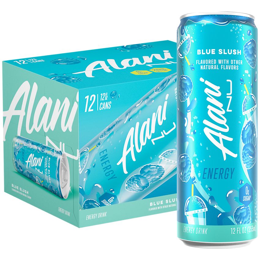 Alani Nu Energy Drink - Blue Slush (12 Drinks, 12 Fl. Oz. Each)