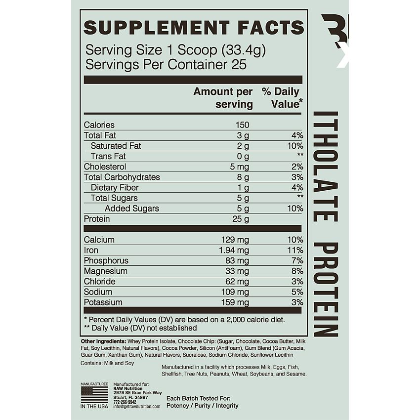 RAW CBUM Series Itholate Protein Powder|Mint Chip Ice Cream-(1.8 lbs./25 Servings)