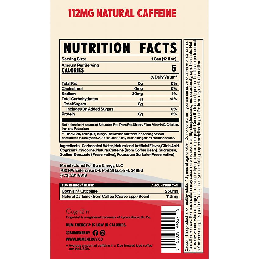 BUM Energy Drink|Cherry Frost Flavor-(12 Drinks, 12 Fl. Oz. Each)