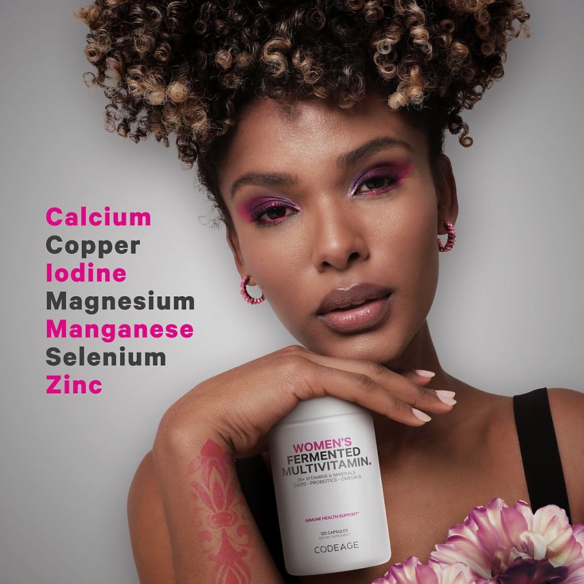 Codeage|Women's Fermented Multivitamin|with 25+ Daily Vitamins, Vegan & Organic Whole Foods (120 Capsules)