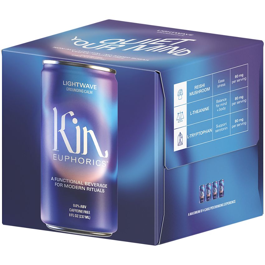 Kin Social Tonics, Inc|Kin Euphorics Drink| Infused with adaptogens, nootropics, and botanics|Lightwave-(4 Drinks, 8 Fl. Oz. Each)