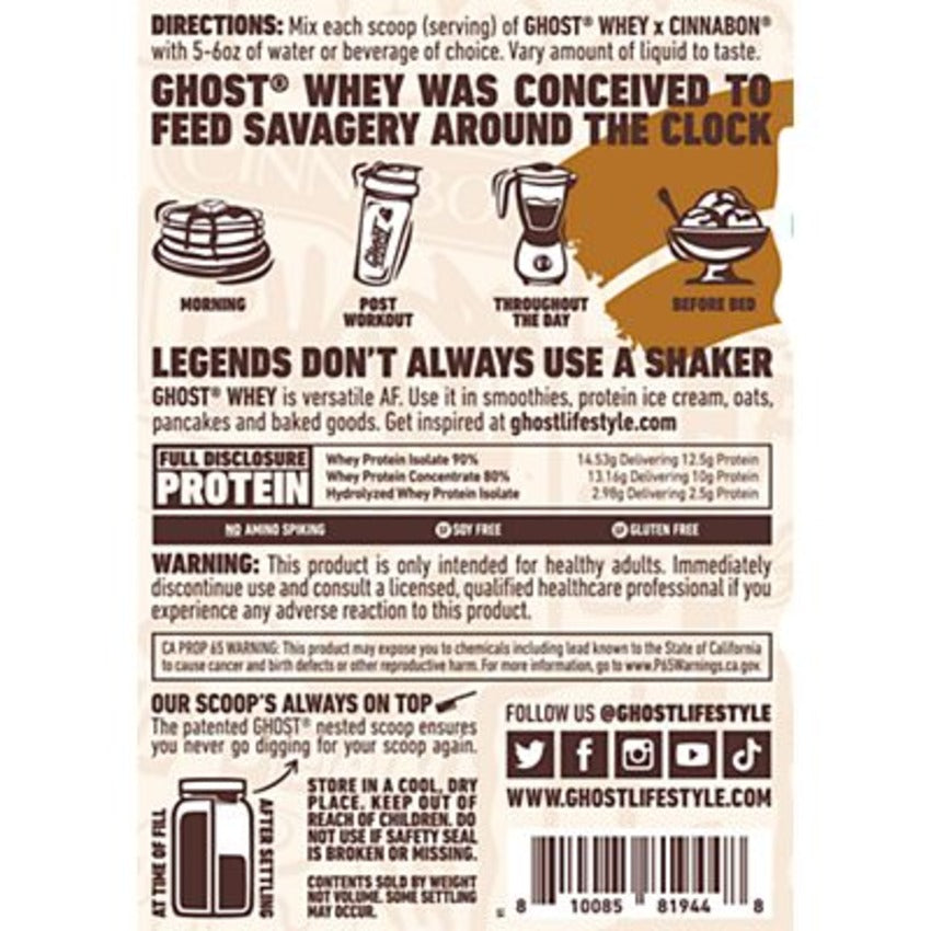 GHOST Whey Protein - CINNABON (2 Lbs. / 27 Servings)