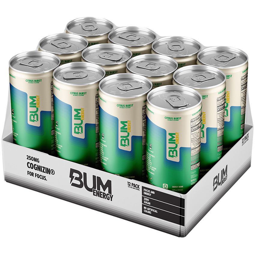 BUM Energy Drink|Citrus Burst Flavor-(12 Drinks, 12 Fl. Oz. Each)