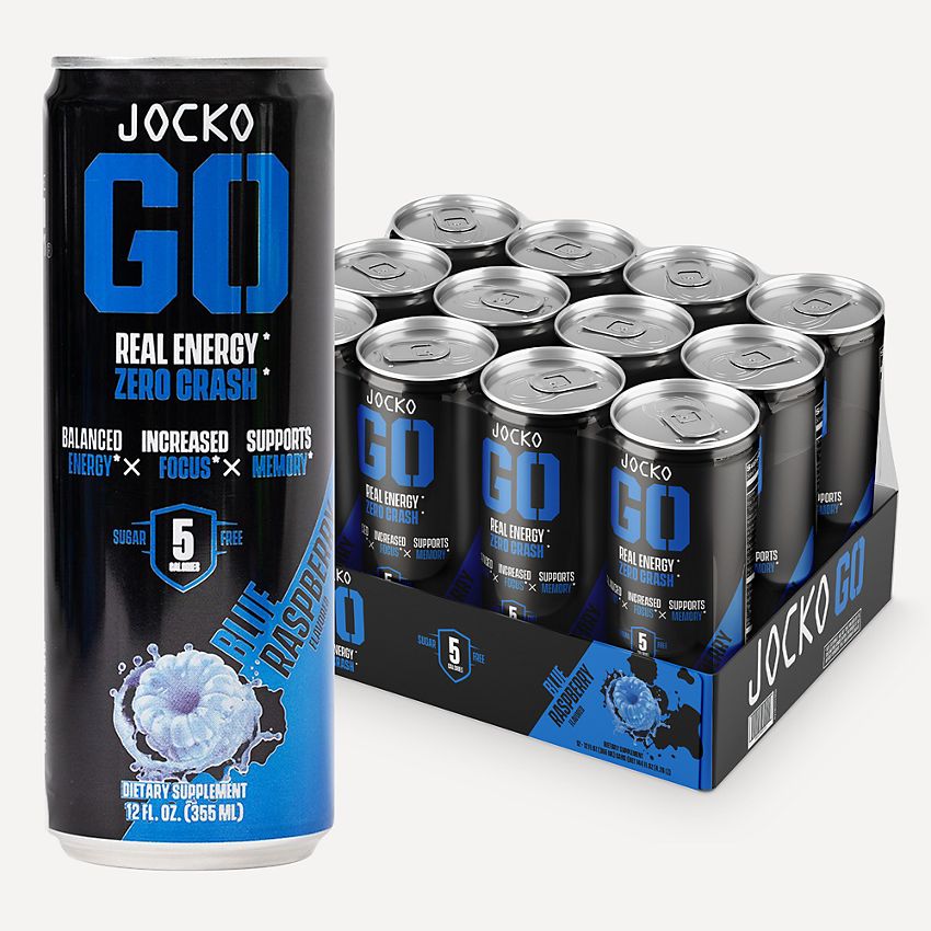 JOCKO FUEL Discipline GO Energy Drink – Physical & Cognitive Support – Blue Raspberry (12 Drinks)