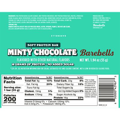 Barebells Soft Protein Bar - Minty Chocolate (12 Bars)