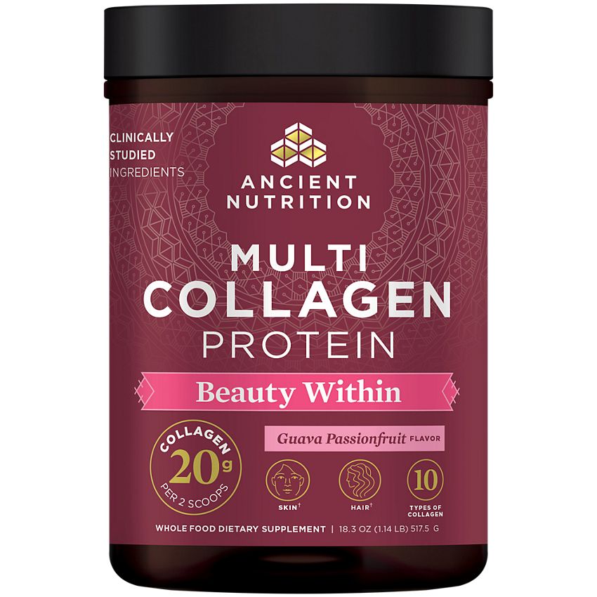 Ancient Nutrition|Guava Passionfruit|Multi Collagen Protein Powder|Beauty Within (45 Servings)