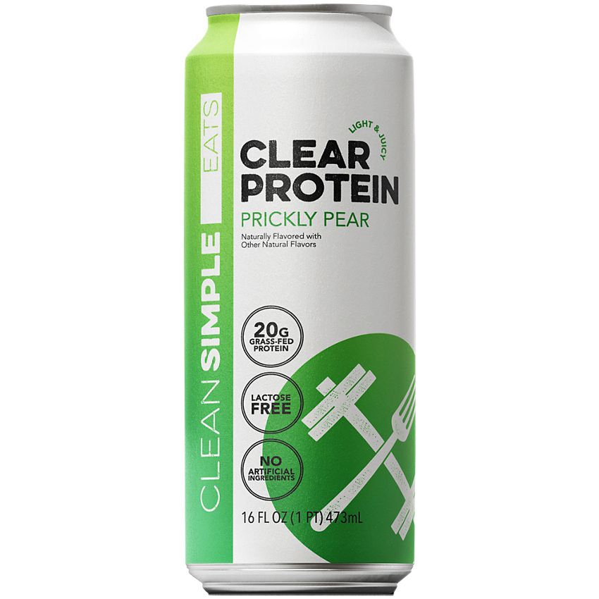 Clean Simple Eats Clear|Protein Drink|Grass-Fed Whey Protein|Prickly Pear-(12 Drinks , 16 Fl Oz. Each)