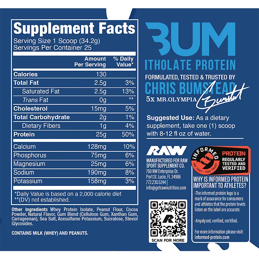 RAW CBUM Series Itholate Protein Powder|Milk and Cookies-(1.8 Lbs. / 25 Servings)