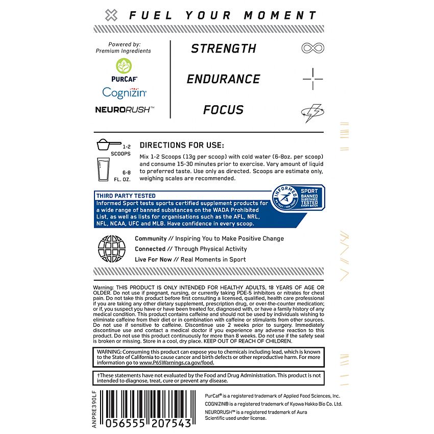 AN PERFORMANCE|Performance Energy Pre-Workout|Lemon Freeze-(13.7 Oz./ 30 Servings)