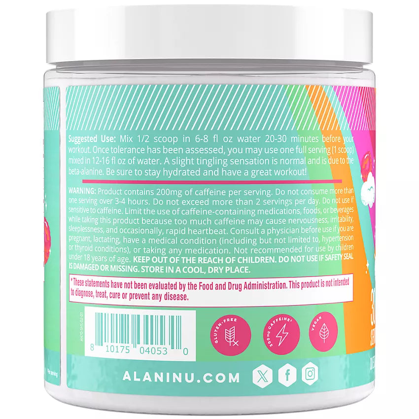 Alani Nu Pre-Workout Supports Energy, Endurance and Pump - Sherbet Swirl - Limited Edition (11 Oz. / 30 Servings)