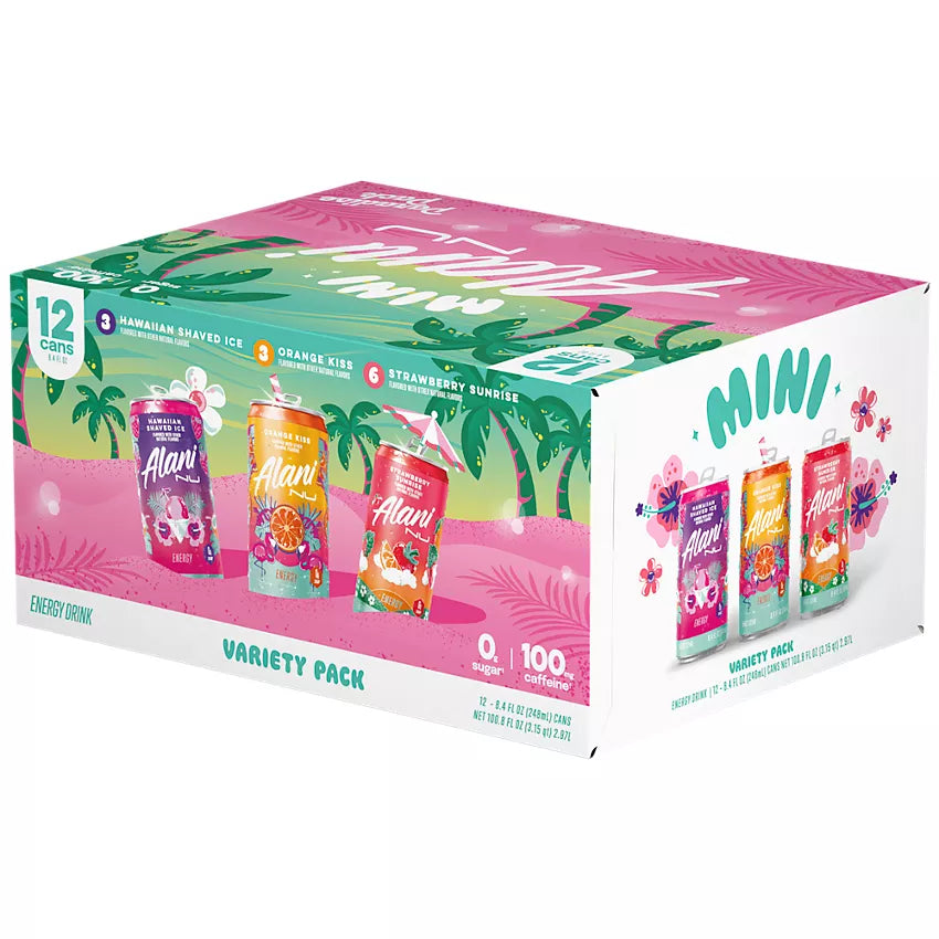 Alani Nu Mini Energy Drink - Paradise Variety Pack - Limited Edition (12 Drinks, 8.4 Fl. Oz. Each)