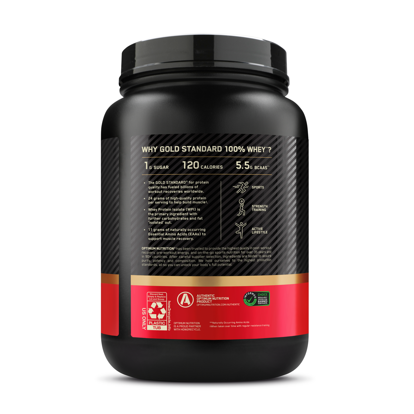 Optimum Nutrition|Whey ProteinVanilla Ice Cream flavor|Gold Standard 100% Protein Powder, 1.5lb Tub