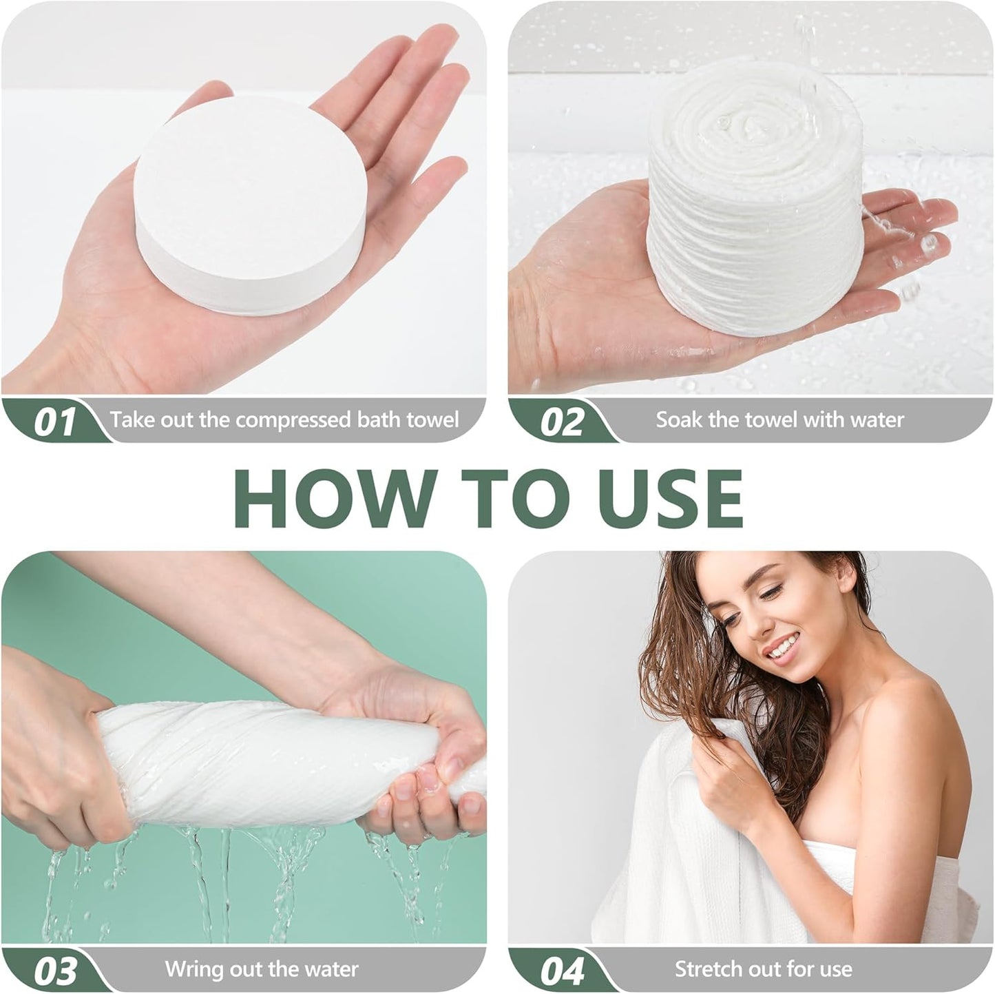 Premium Compressed Towel Tablets Disposable Towel 55.1 in x 27.5 in Large Bath Towel Travel Towel Reusable for Hotel Camping Sports Hiking Beach Swimming Vacation (55.1" x 27.5" (5 Pack))