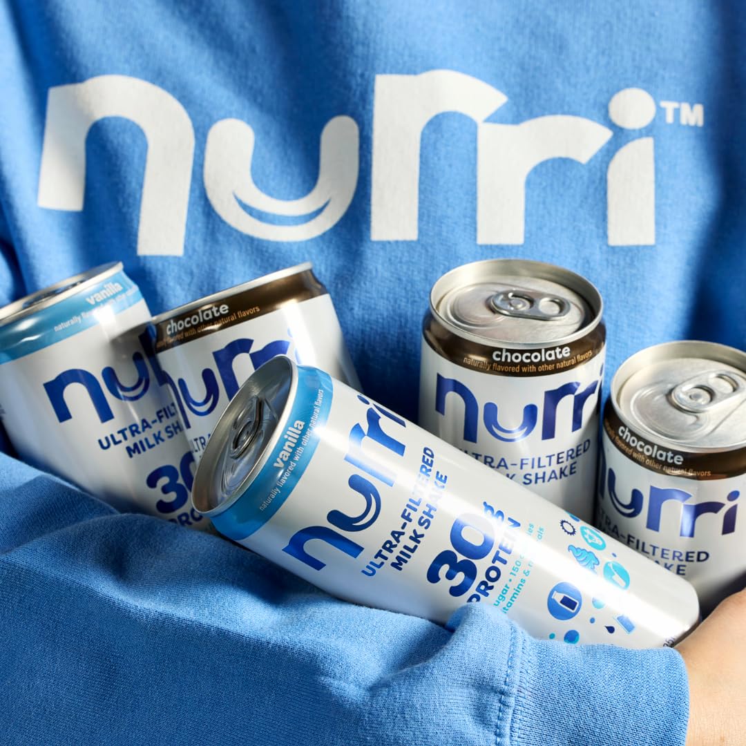 Nurri - 30g Protein Ultra Filtered Milk Shake – Vanilla - Lactose Free, Low Sugar, 150 Calories, 10 Vitamins and Minerals - 11 fl oz, 12 Cans