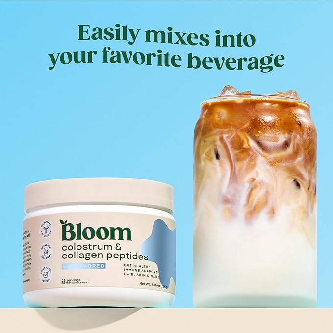 Bloom Nutrition Bovine Colostrum Powder | Pure 40% IgG Premium Colostrum Superfood | Unflavored(25 Servings)