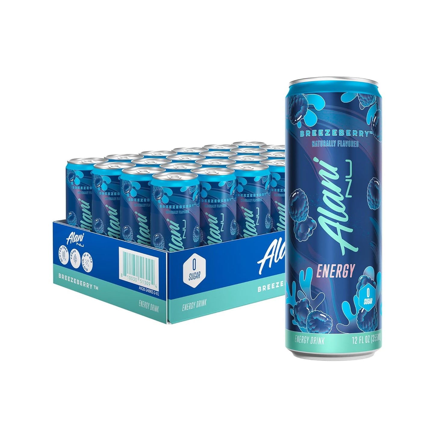 Alani Nu Energy Drink -Breezeberry (12 Drinks, 12 Fl. Oz. Each)