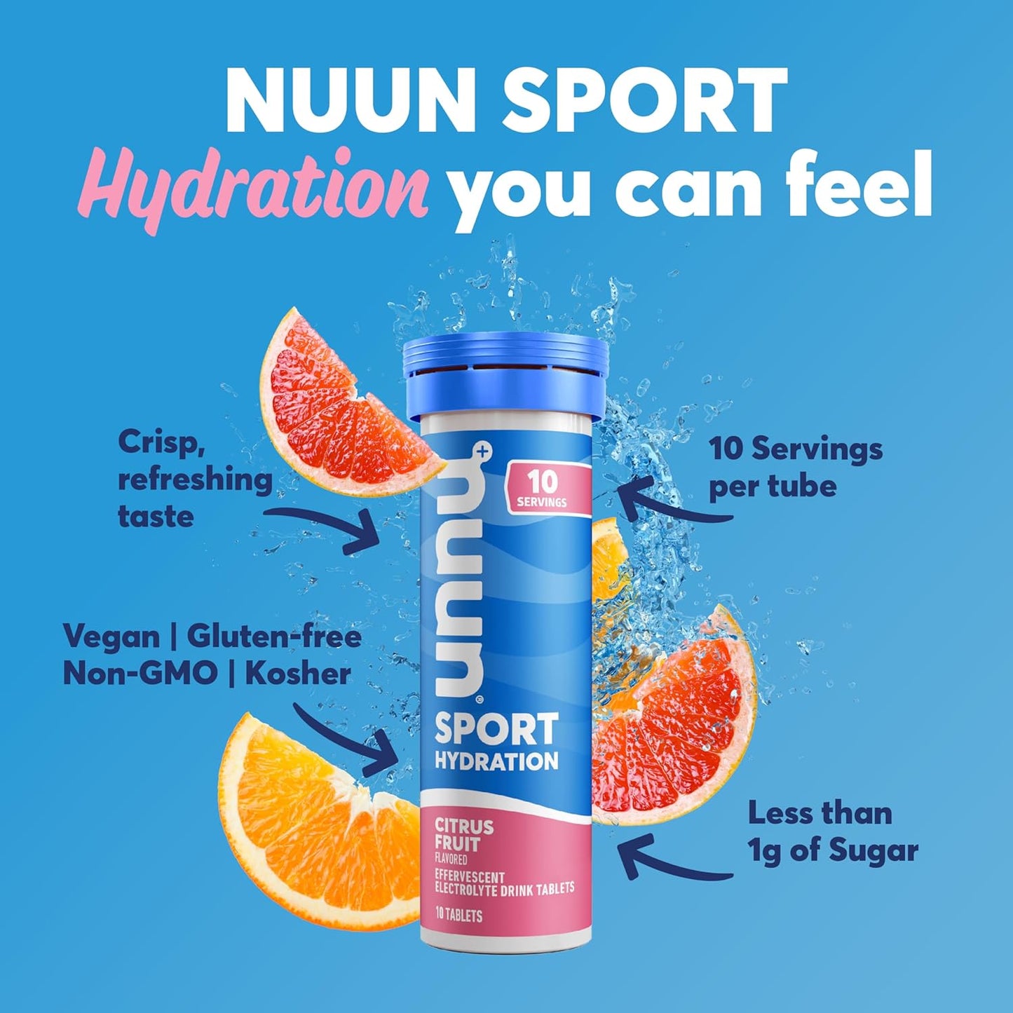 Nuun | Sport Hydration Electrolyte Tablets - Citrus Fruit | 40 Total Servings(4 Pack )