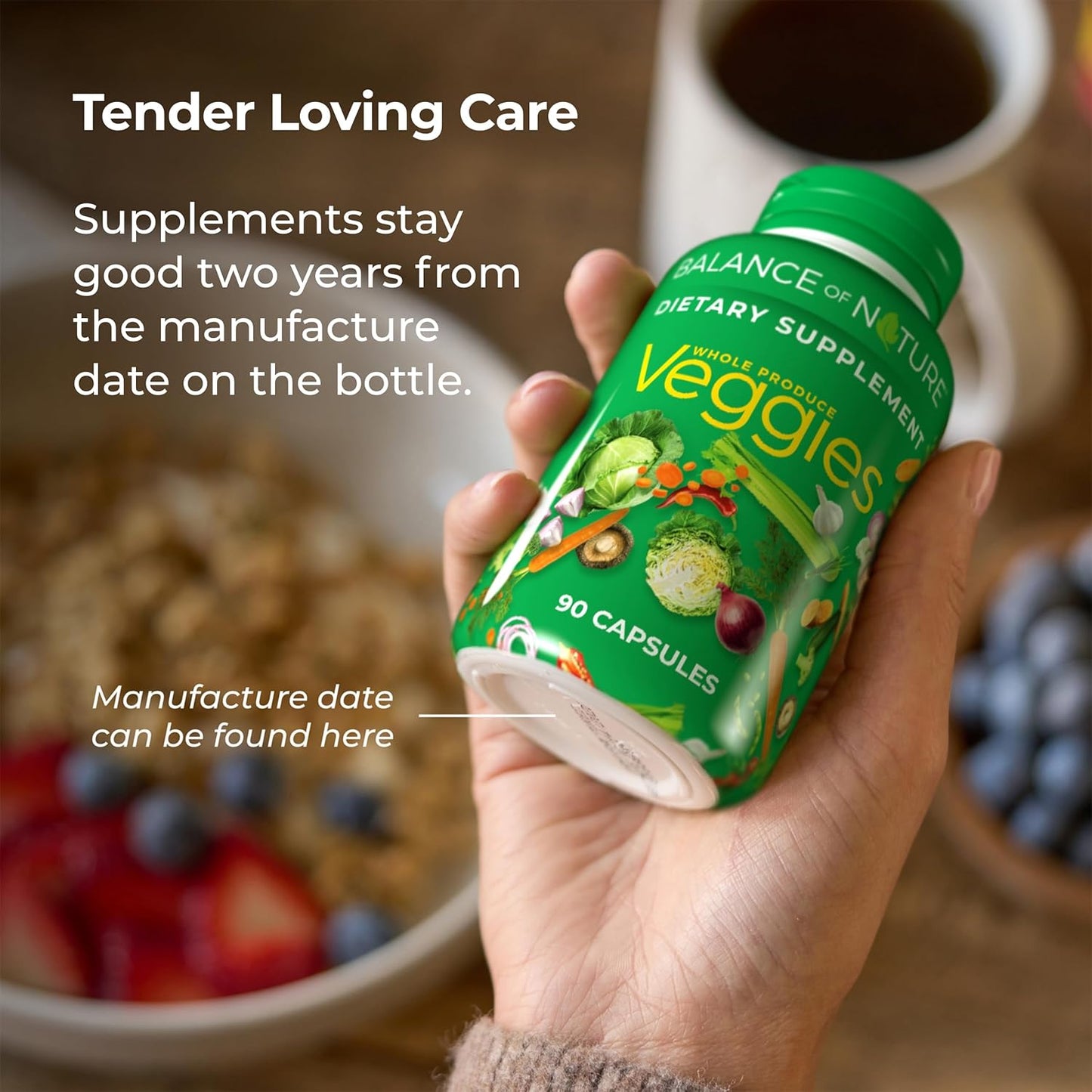 Balance of Nature | Fruits & Veggies - Whole Food Supplement with Superfood Fruits and Vegetables for Women, Men, and Kids - 90 Fruit Capsules, 90 Veggie Capsules- ( 1 Set- 2Bottle )