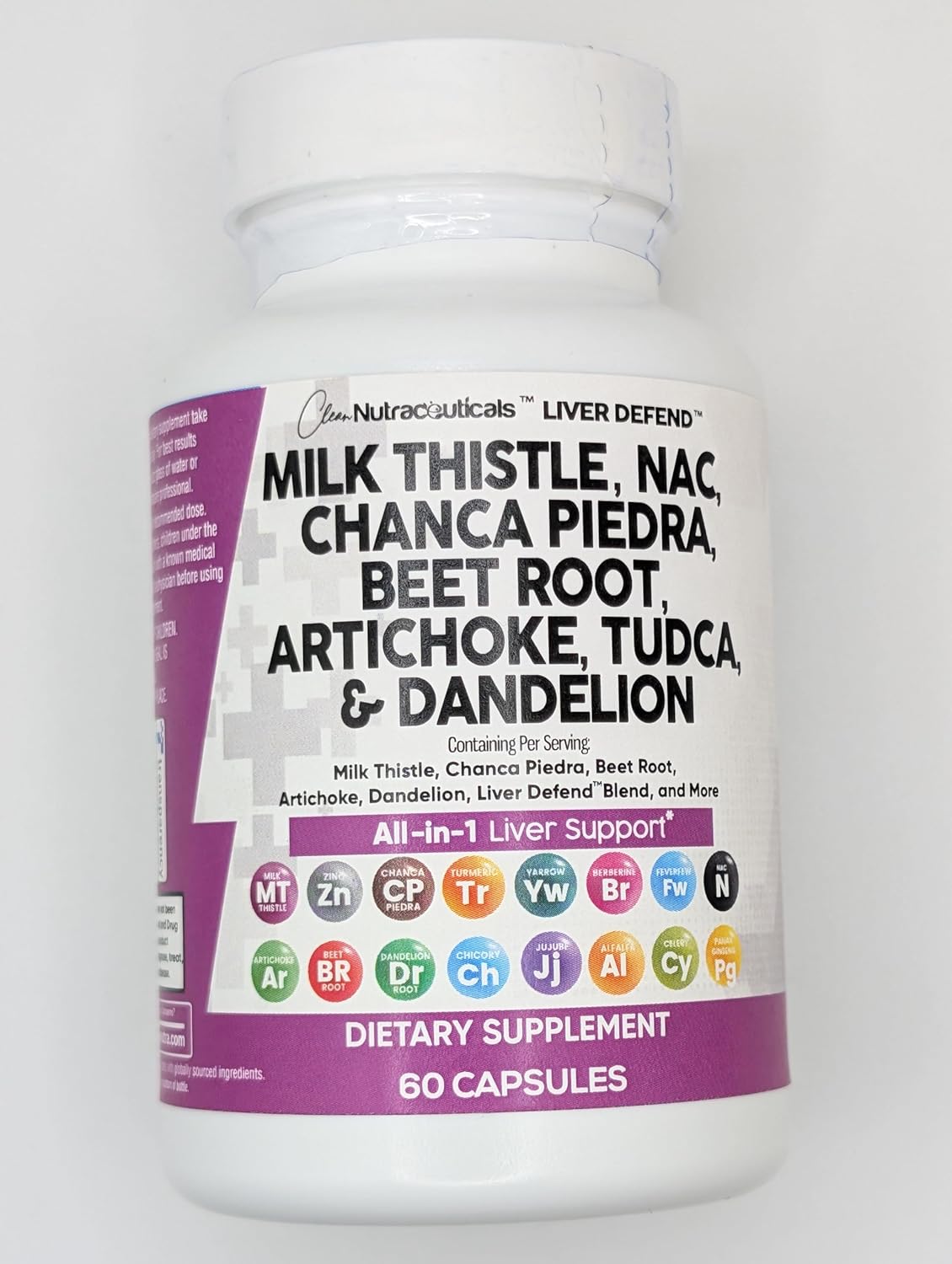 Clean Nutraceuticals | Milk Thistle NAC Chanca Piedra Beet Root Artichoke Dandelion Root - Liver Cleanse Detox & Repair Supplement Plus TUDCA Choline & Ginger 60 Count
