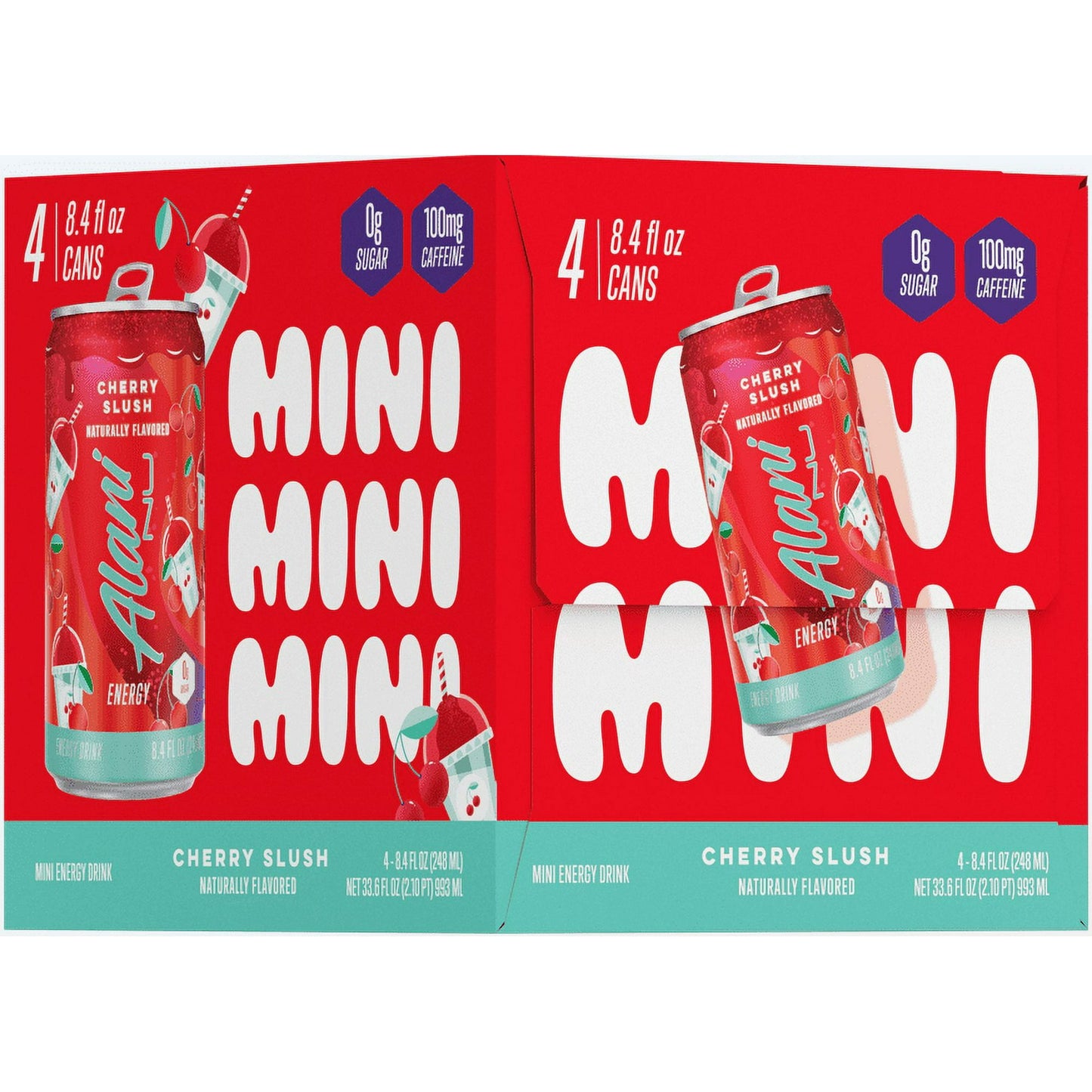 Alani Nu Sugar Free Energy Drink|Cherry Slush|8.4 fl oz Cans (Pack of 4)