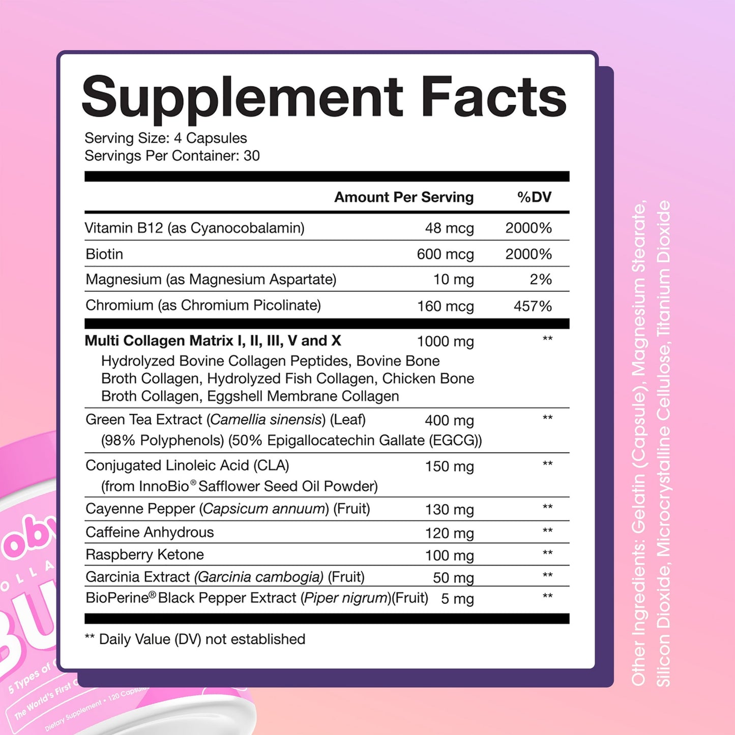 Obvi Collagenic Burn for Weight Loss |Collagen Peptides Infused Thermogenic Burner|120 Capsules