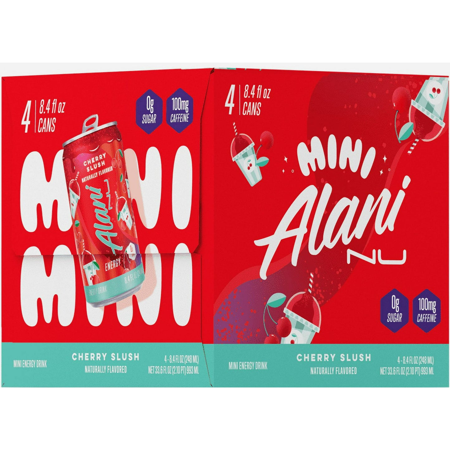Alani Nu Sugar Free Energy Drink|Cherry Slush|8.4 fl oz Cans (Pack of 4)