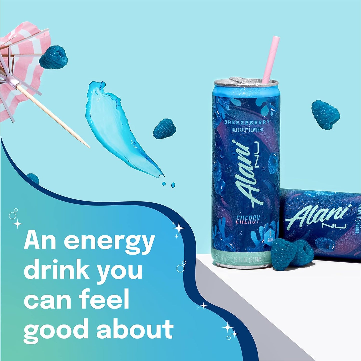 Alani Nu Energy Drink -Breezeberry (12 Drinks, 12 Fl. Oz. Each)
