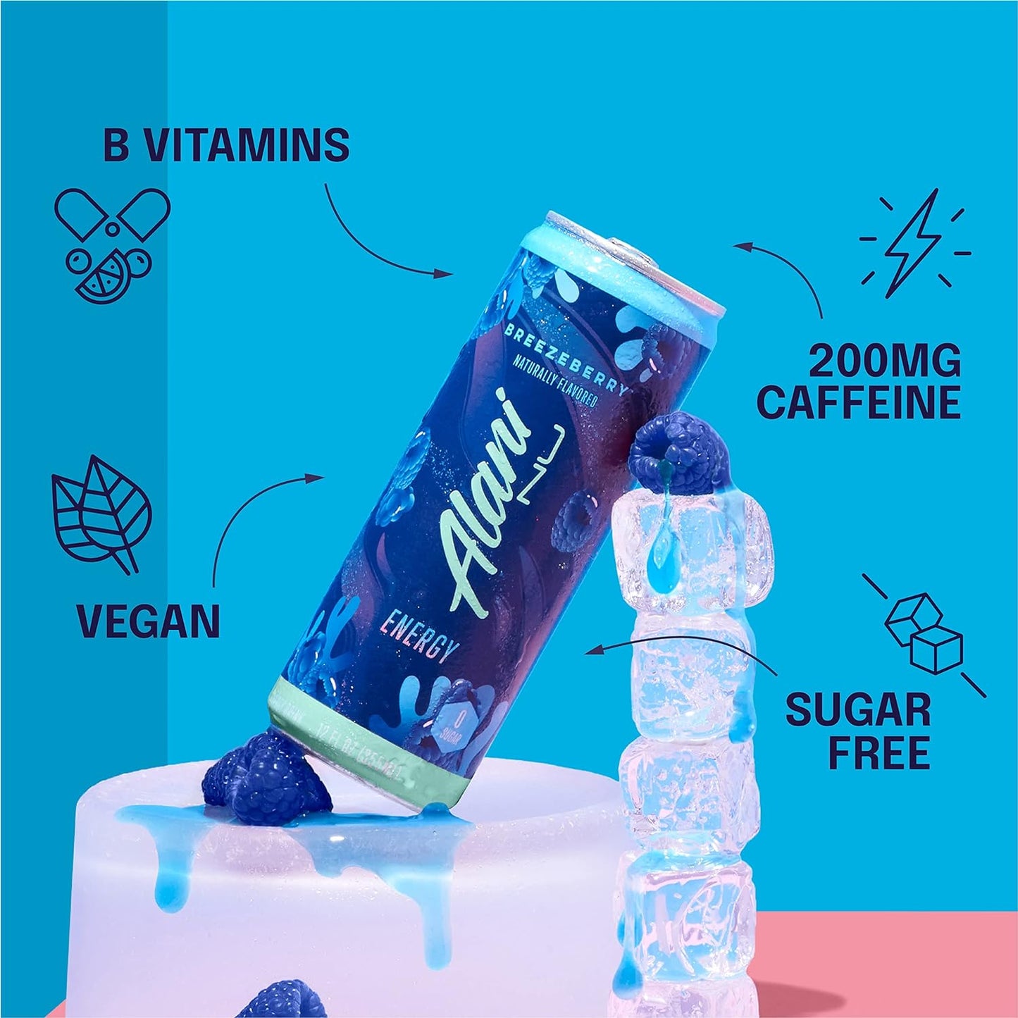 Alani Nu Energy Drink -Breezeberry (12 Drinks, 12 Fl. Oz. Each)