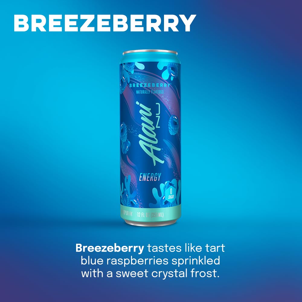 Alani Nu Energy Drink -Breezeberry (12 Drinks, 12 Fl. Oz. Each)