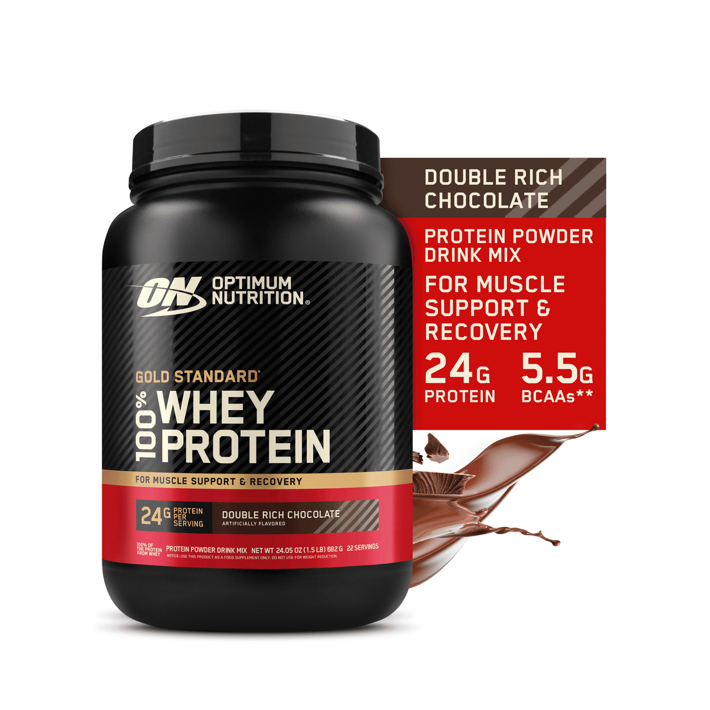 Optimum Nutrition|Whey Protein Double Rich Chocolate flavor|Gold Standard 100% Protein Powder, 1.5lb Tub