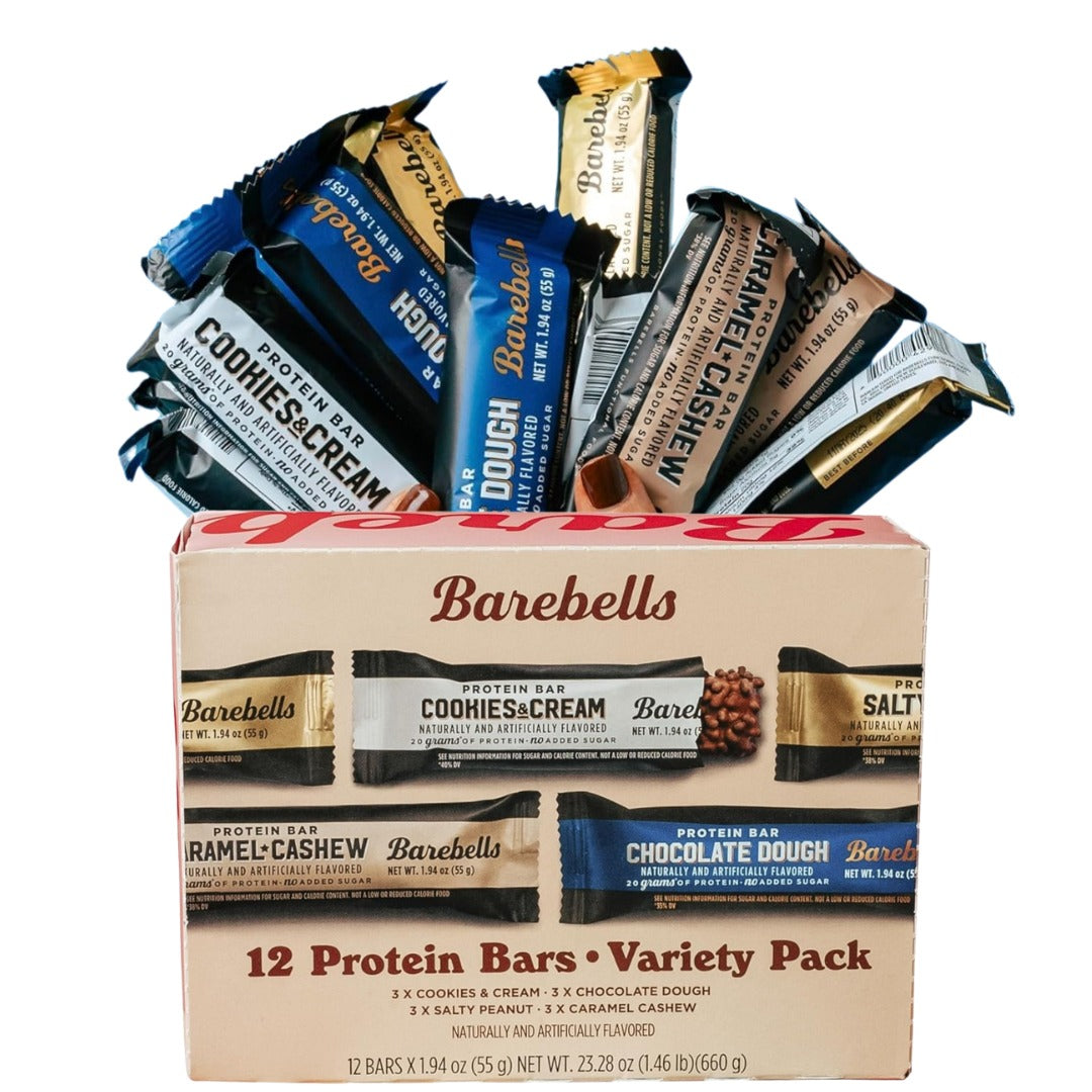 Barebells Protein Bars Variety Pack - 12 Count, 1.9oz Bars - Protein Snacks with 20g of High Protein - Chocolate Protein Bar with 1g of Total Sugars - Perfect on The Go Protein Snack & Breakfast Bars