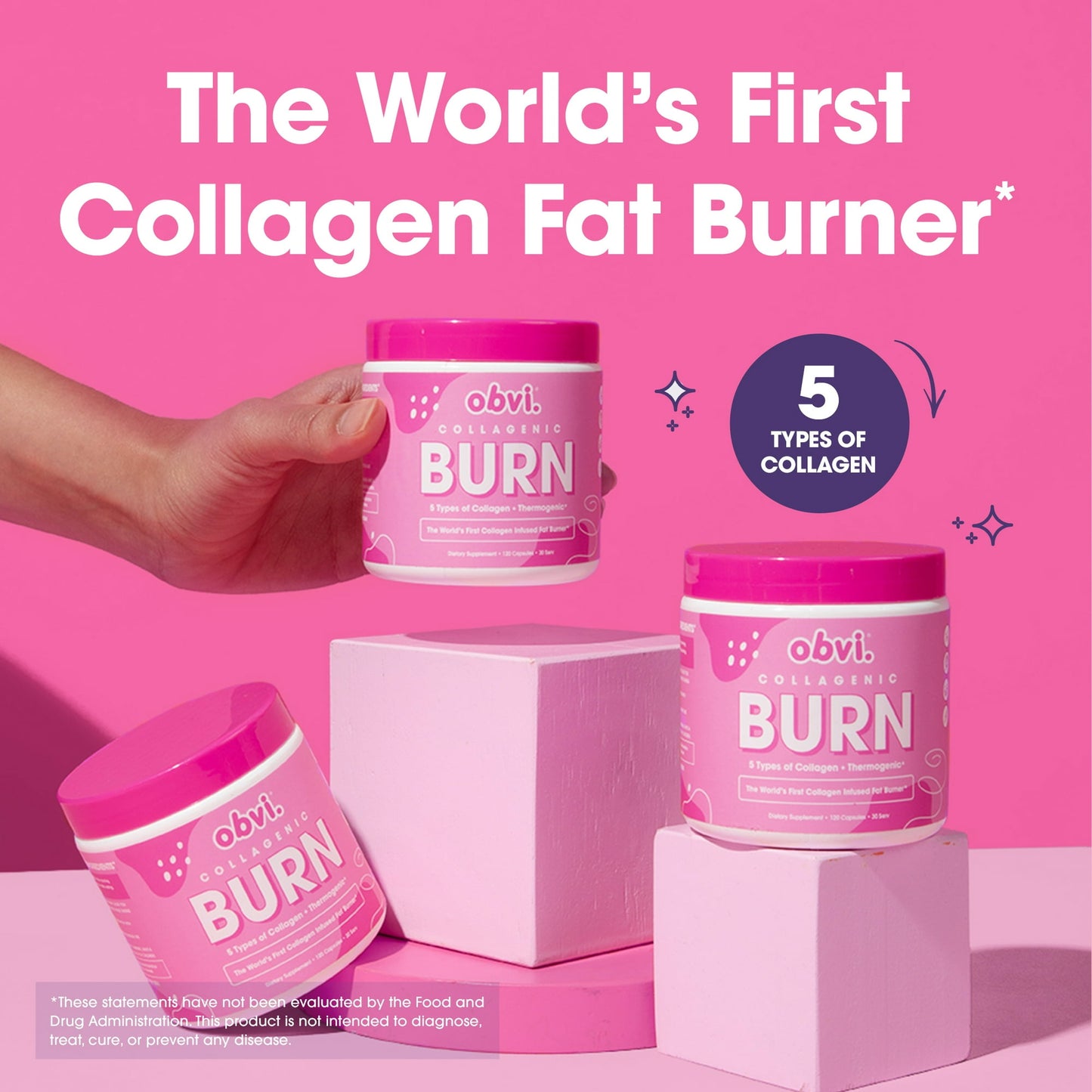 Obvi Collagenic Burn for Weight Loss |Collagen Peptides Infused Thermogenic Burner|120 Capsules