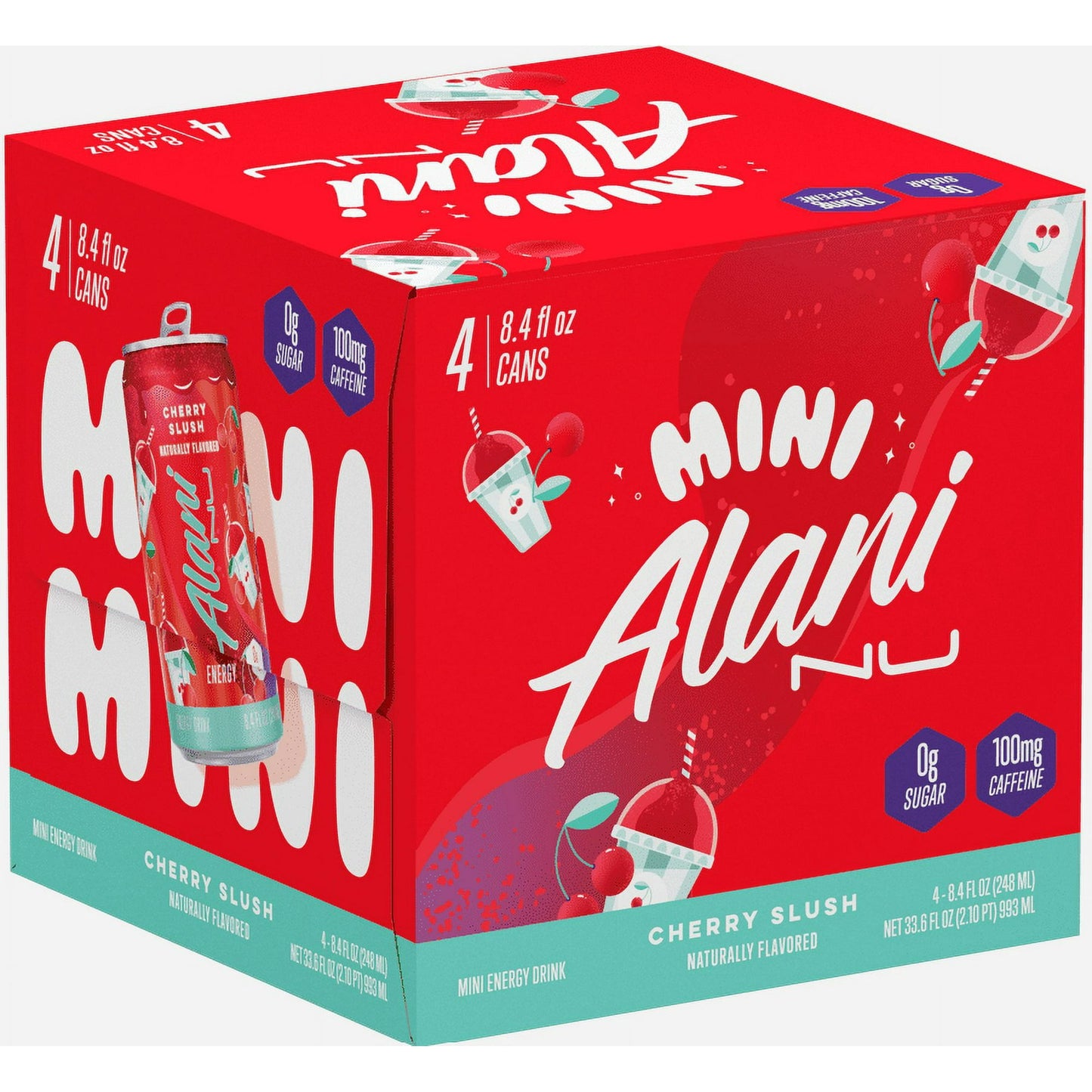 Alani Nu Sugar Free Energy Drink|Cherry Slush|8.4 fl oz Cans (Pack of 4)