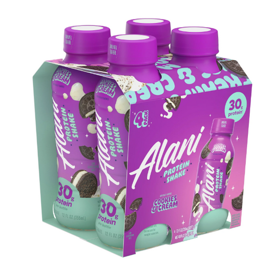 Alani Cookies & Cream Protein Shake|30g Protein, 12 Fl Oz Bottles (Pack of 4)