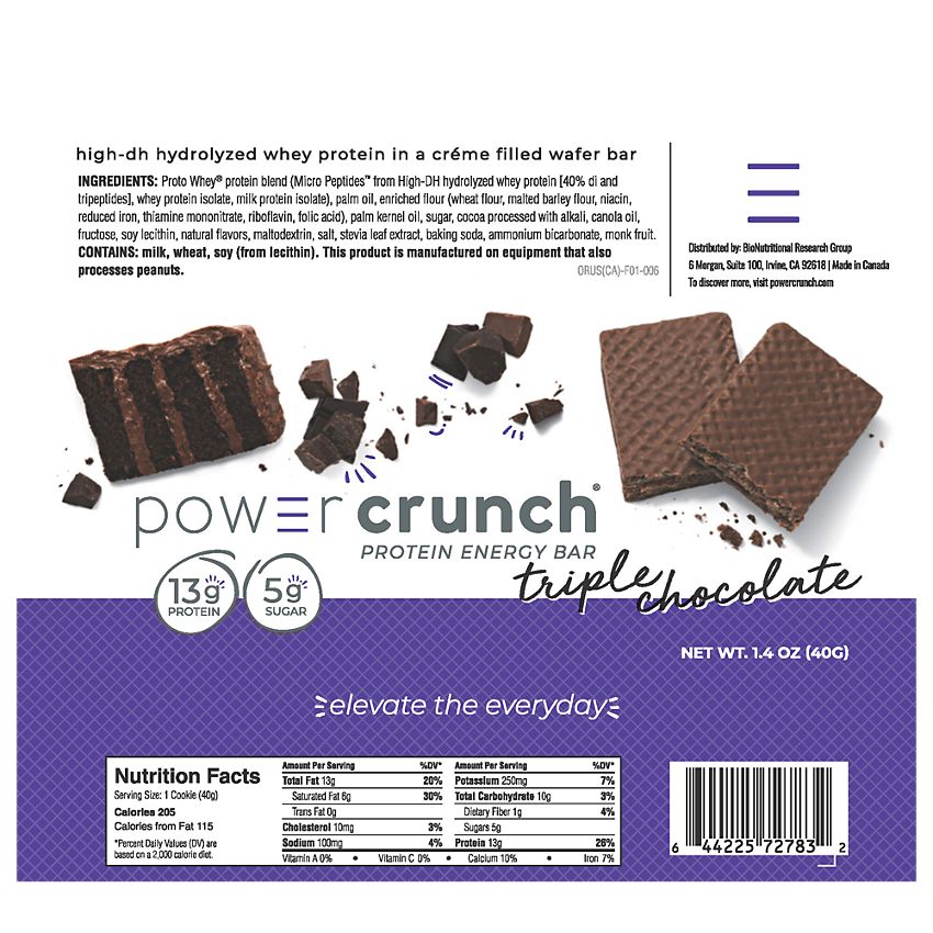 BioNutritional Research Group | Power Crunch Protein Energy Bar - Triple Chocolate (12 Bars)