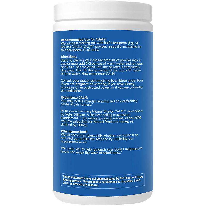 Natural Vitality|Natural Calm Magnesium Powder-Raspberry Lemon-(113 Servings)