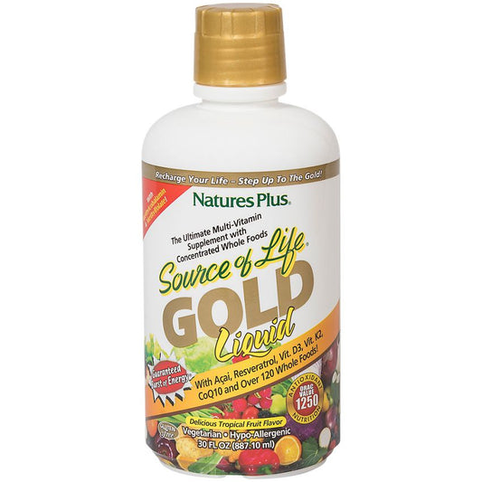 Natures Plus|Source of Life Gold Liquid Multivitamin with Whole Food Concentrate - Tropical Fruit (30 Fluid Ounces)