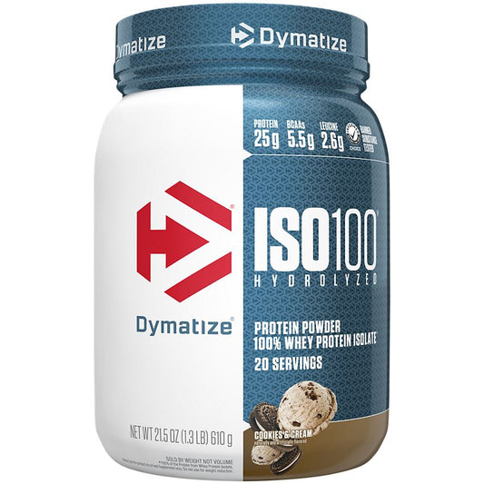 Dymatize Nutrition|ISO100 Hydrolyzed 100% Whey Protein Isolate|Cookies & Cream-(1.3 Lbs. / 20 Servings)