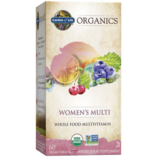 Garden of Life|Organics Women’s Multi|Whole Food Multivitamin-(60 Vegan Tablets)