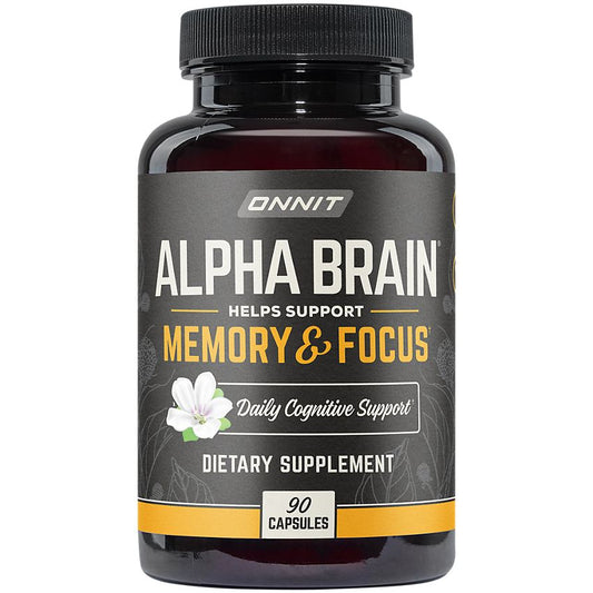 Onnit Labs|Alpha Brain|Memory & Focus Support|with Alpha GPC|L-Theanine, & Bacopa Monnieri-(90 Capsules)