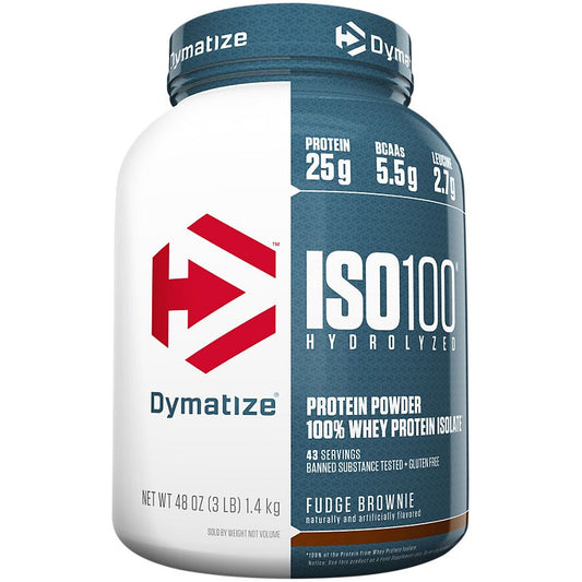 Dymatize Nutrition|ISO100 Hydrolyzed 100% Whey Protein Isolate|Fudge Brownie-(3 Lbs. / 43 Servings)