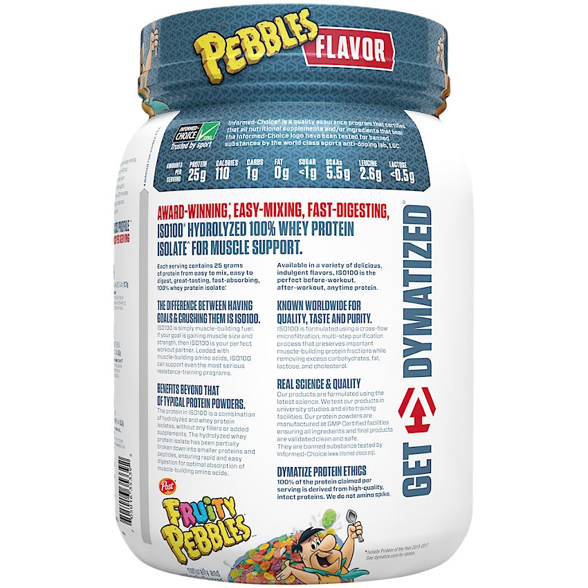 Dymatize Nutrition|ISO100 Hydrolyzed 100% Whey Protein Isolate|Fruity Pebbles-(1.3 Lbs. / 20 Servings)