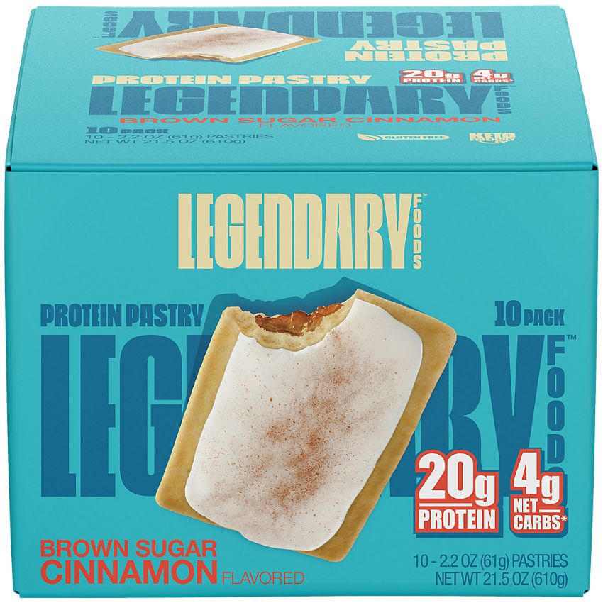 Legendary Foods - Protein Pastry - Low Carb, Zero Sugar, Keto-Friendly - Cake Style Brown Sugar Cinnamon (10 On-the-Go Pastries)