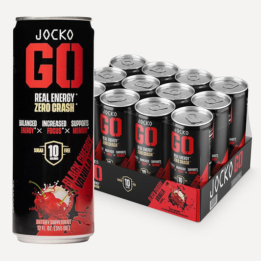 JOCKO FUEL-Discipline GO Energy Drink| Physical & Cognitive Support|Black Cherry Vanilla-(12 Drinks)