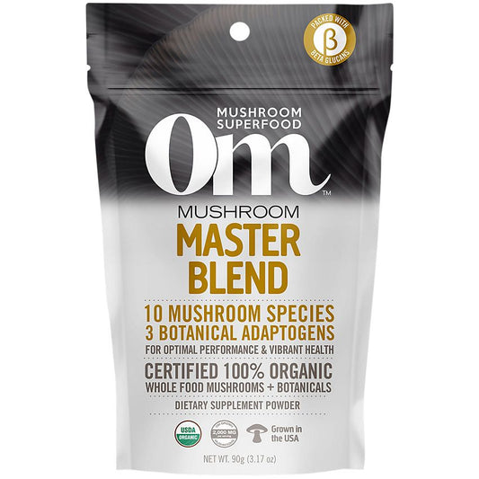 Om Organic Mushrooms|Mushroom Master Blend Powder|10 Organic Mushroom Species & 3 Botanical Adaptogens (3.17 oz / 30 Servings)